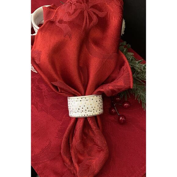 Grace's Teaware White Porcelain Napkin Rings With Gold Polka Dots - Set of 8 - Picture 6 of 8